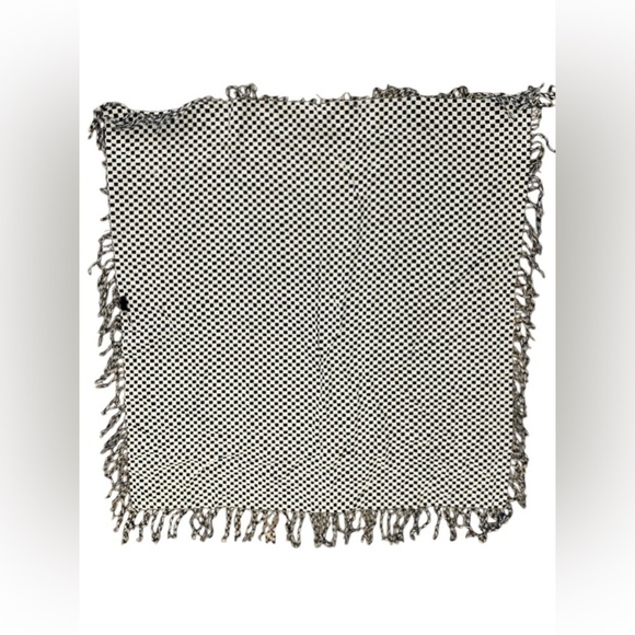 flamingo Accessories - Square checkered blue and white fringe scarf wrap